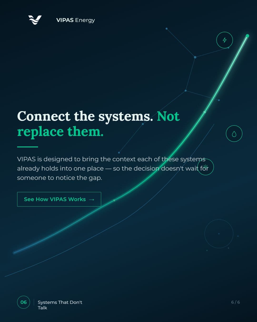 Connect the systems. Not replace them. VIPAS is designed to bring the context each system already holds into one place. See how VIPAS works.
